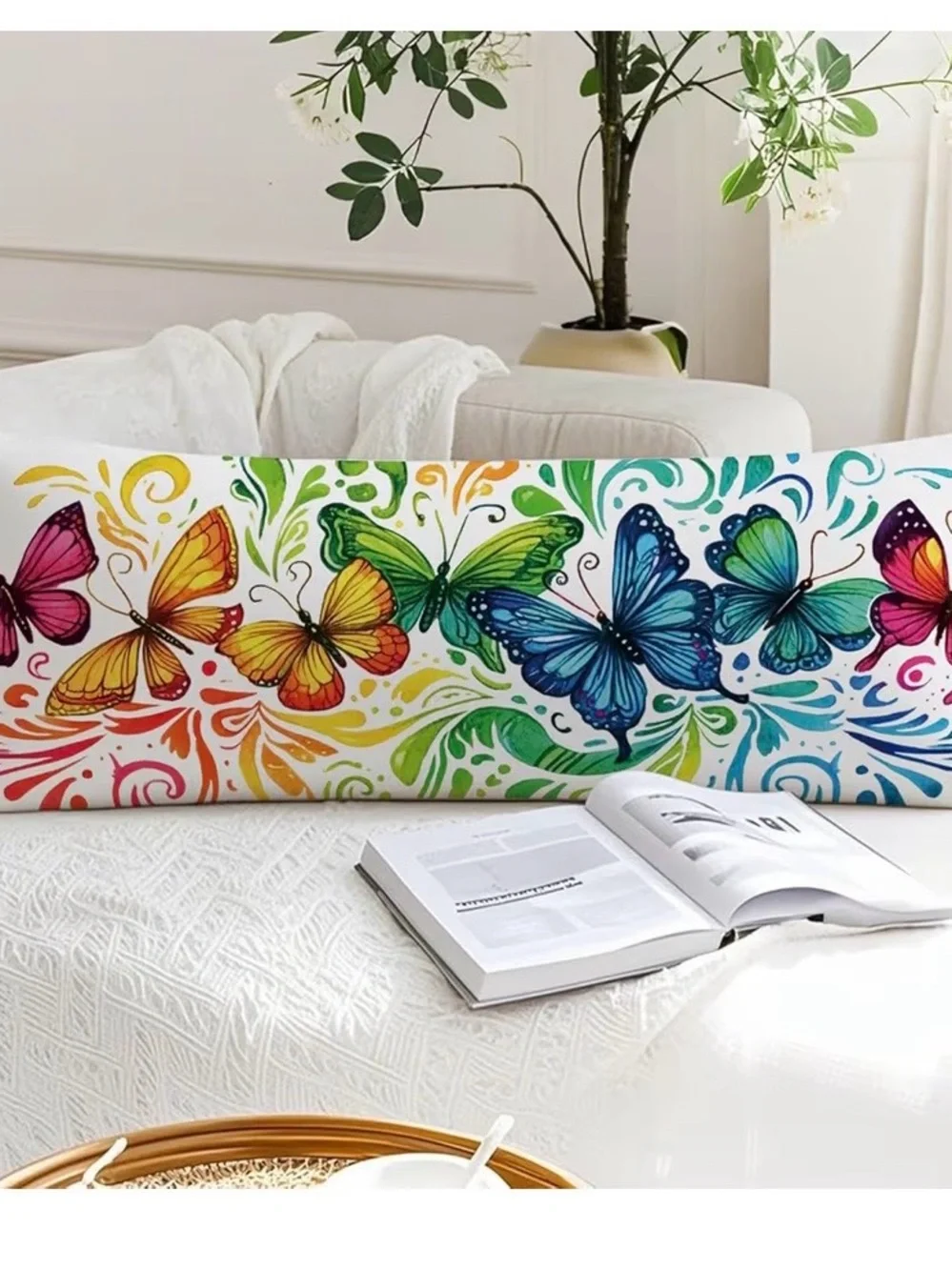 Colorful Rainbow Butterfly 20x54 Body Pillow Cover, Butterfly Lover Gifts